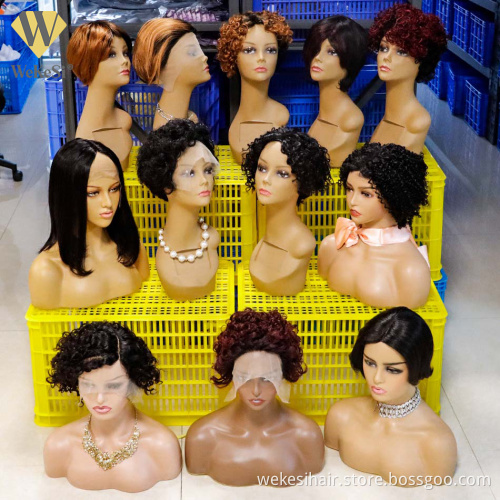 180% Perruque Pixie Cut Wig Human Hair Curly Bob Short Pixie Cut Lace Wig Bleached Knots Lace Frontal 13x4 Pixie Curls Wig Free